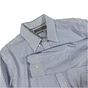 Lauren Ralph Lauren Blue White  Slim Fit Button Down Dress Shirt Size‎ 17 32/33